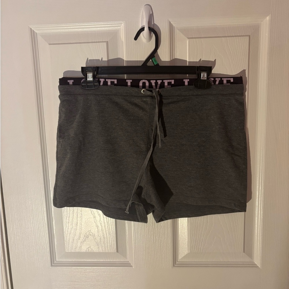 Gray Athletic Shorts with Love Waistband